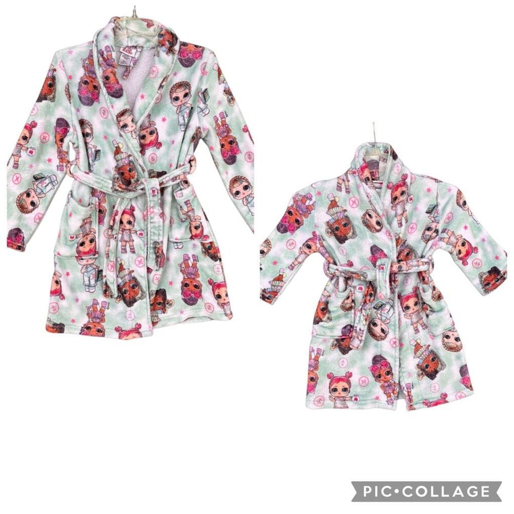 LOL Surprise Girls Robe Bundle Size 8 & 4 Sister Matching Plush Fleece Bathrobes